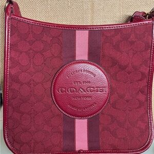 Coach Burgundy and Pink Shoulder Bag